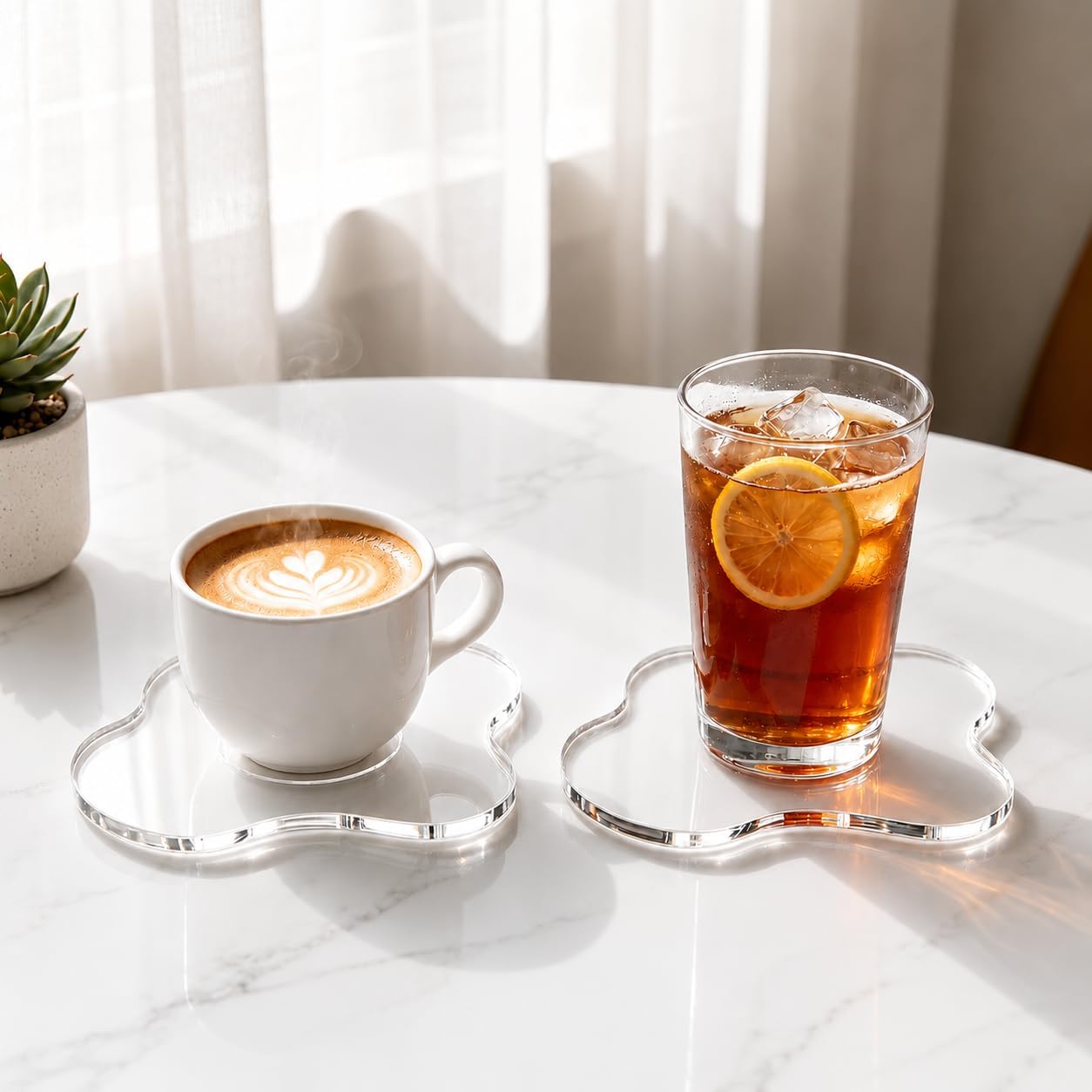 Acrylic Coaster, Clear Cloud Shape Drink Coaster, Cute Transparent Coffee Cup Coaster for Office, Kitchen, Bar, Dining Table and Home Decor
