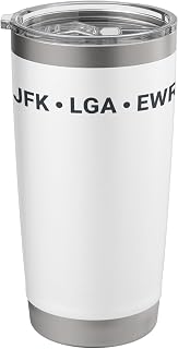 NYC Airport Codes JFK LGA EWR New York Aviation Travel Stainless Steel Insulated Tumbler