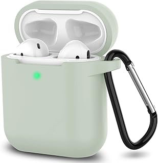 Capa para AirPods, capa protetora completa para acessórios de silicone AirPods compatível com Apple AirPods 1 e 2 Estojo de carregamento com e sem fio (LED frontal visível) (Névoa)