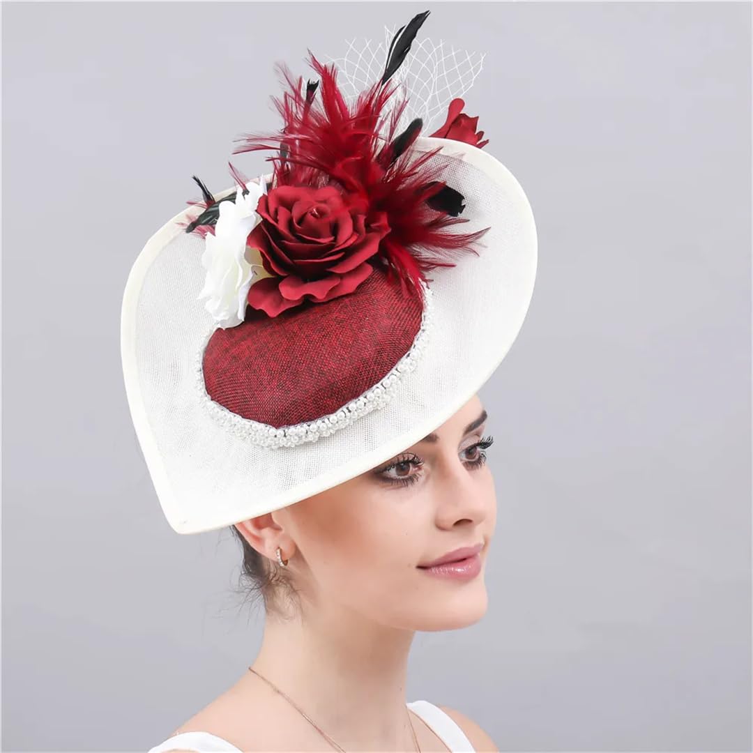 Cappello da donna blu reale Big Derby fascinator elegante piume Fedora Cap per accessori per capelli
