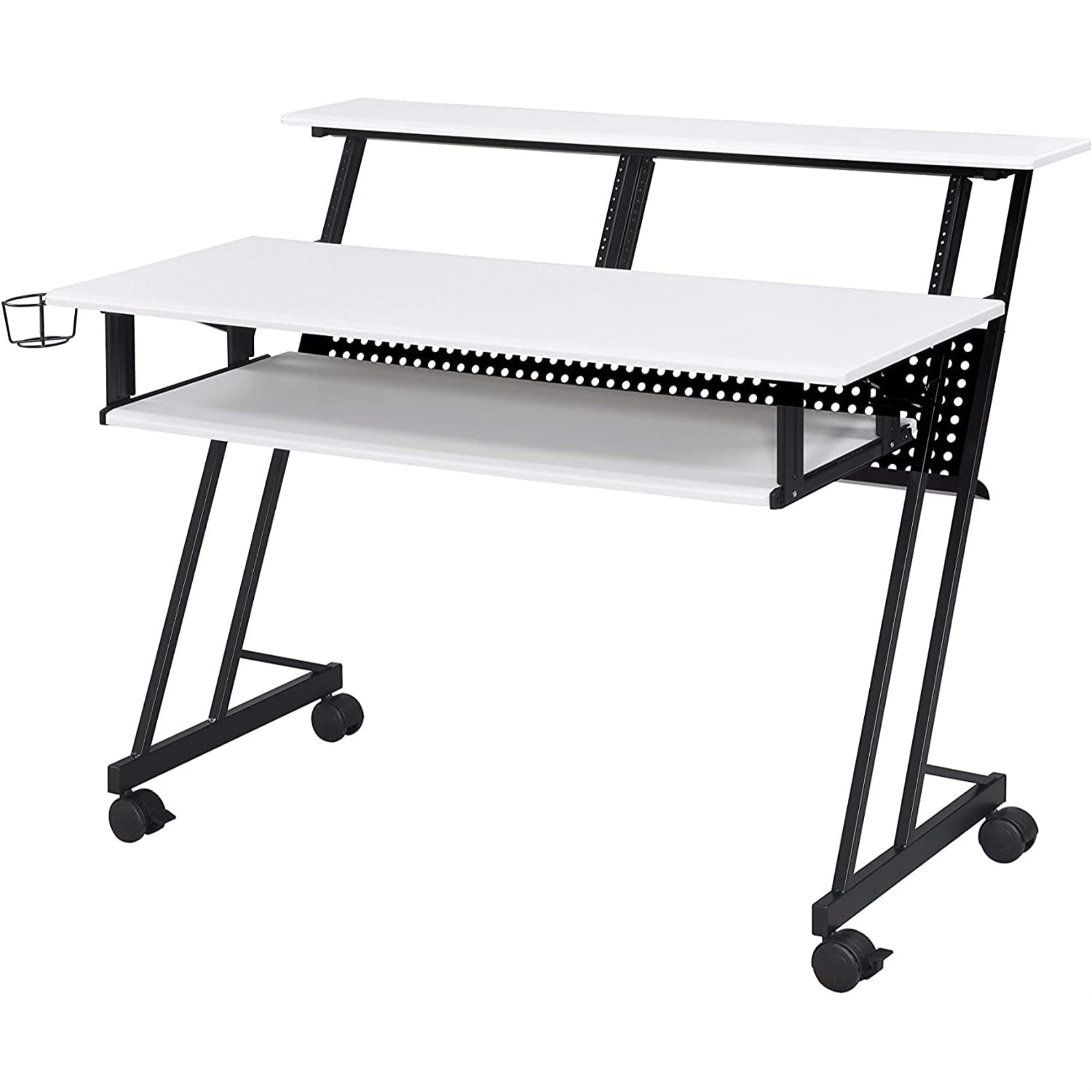 Casafoyer Suitor Wooden Top Music Recording Studio Desk in White and Black