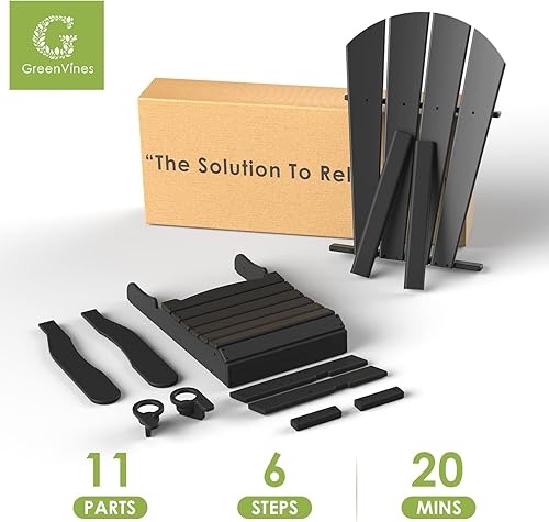 Miniatura 6 de GREENVINES Adirondack - Sillas con otomana Juego de 2 Plegables Reposapiés retráctil Plástico HDPE Silla para hoguera para todo tipo de clima