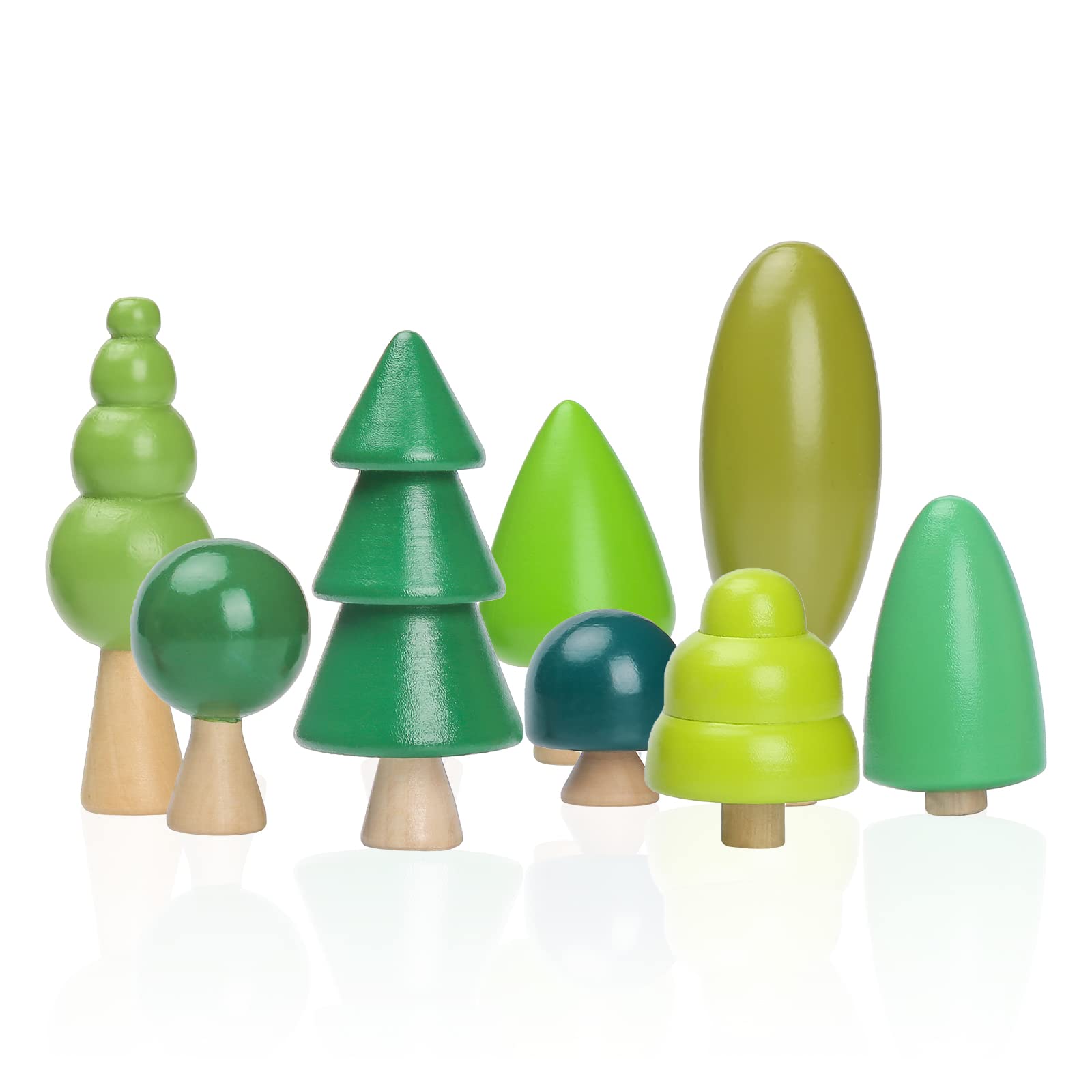 Youuys Set di 8 Giocattoli in Legno per Albero di Legno, Alberi di Bosco, Montessori, Giocattoli a Partire da 1 Anno, creativi per Bambini, Arte Fai da Te, Decorazione Natalizia, Soggiorno, Giardino