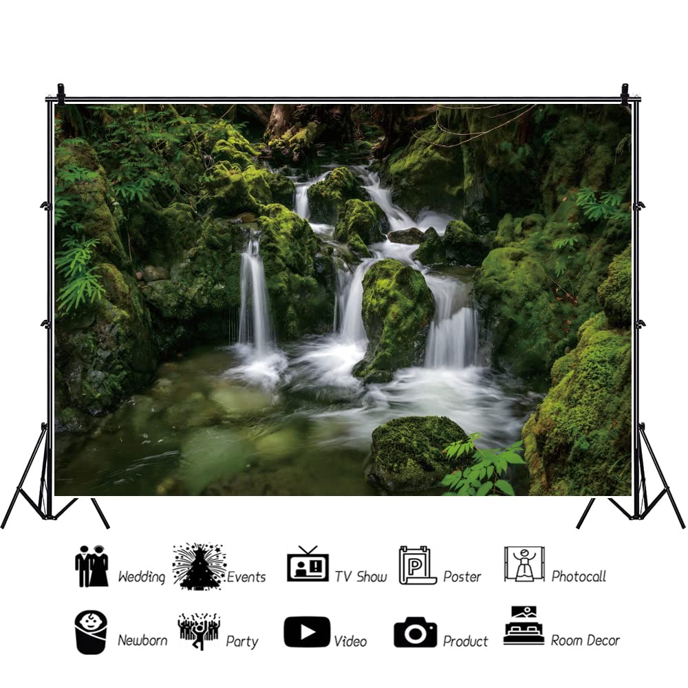 300x250cm Cascada telón de Fondo cañón Verde Musgo Piedra Fondo de Pared Selva Selva Bosque Paisaje fotografía Fondo para Estudio Retrato fotografía Accesorios
