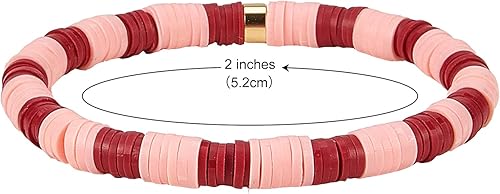 Vista 2 de Ornaland Heishi Surfer - Juego de pulseras elásticas de arcilla polimérica Heishi, pulseras elásticas de estilo bohemio, joyería de playa de verano