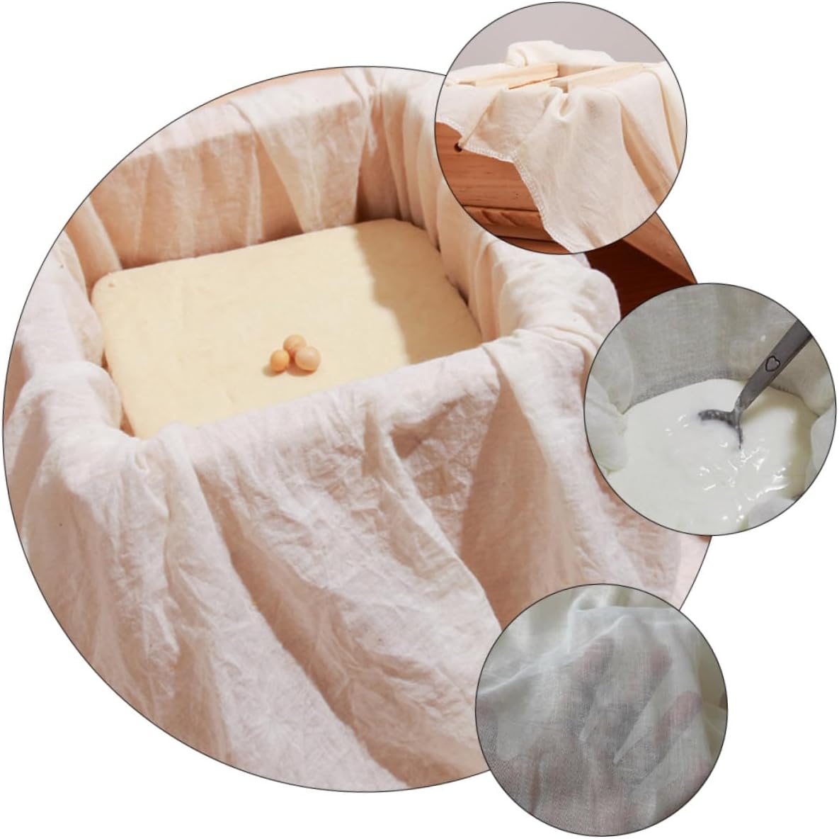 2pcs Cotton Cheese Cloths Multipurpose Cheesemaking Kefir Strainer Kitchen Towels Washcloths