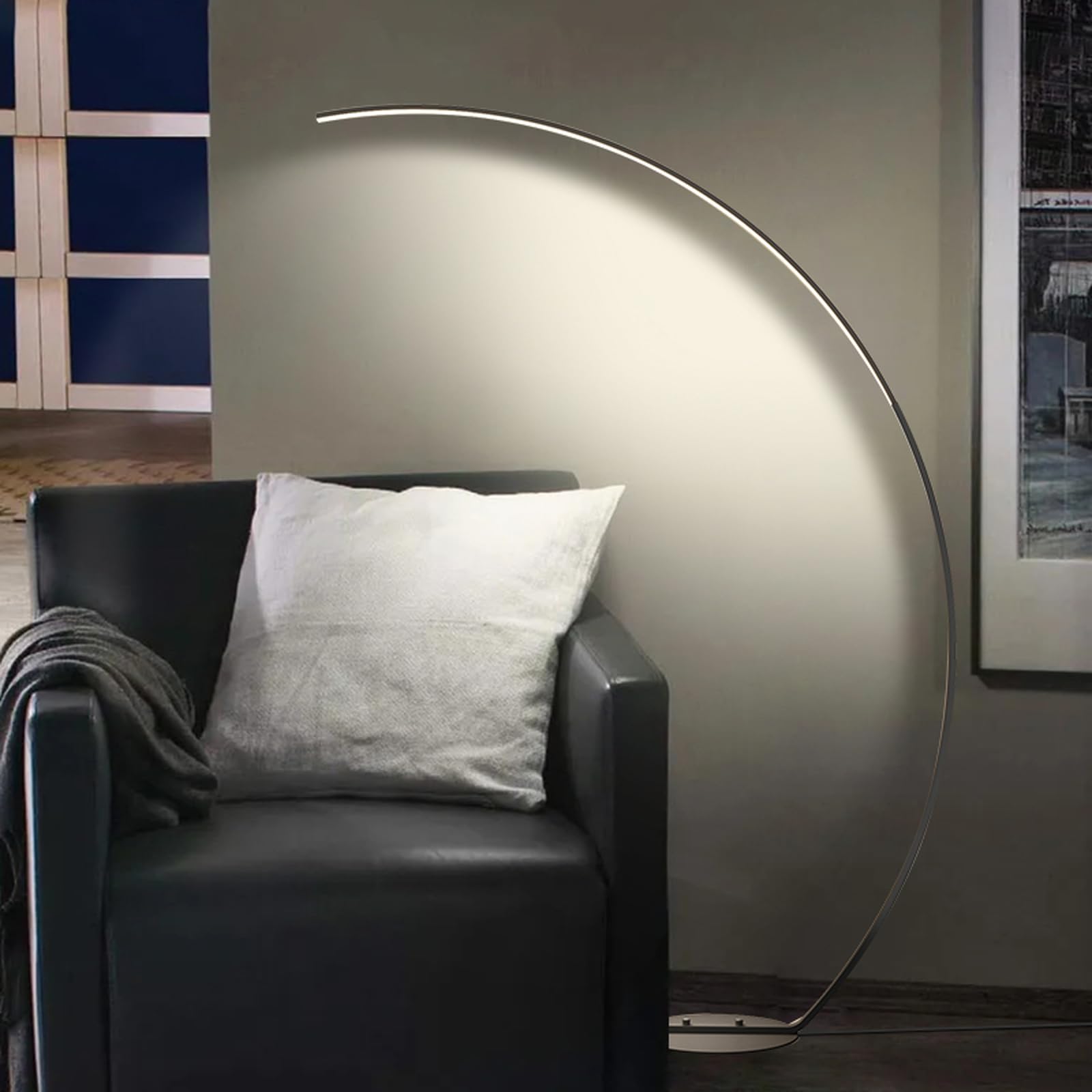 Lampada da terra a LED dimmerabile, lampada da terra ad arco, lampada da terra ad arco per lettura con telecomando, lampada alta moderna, lampada per illuminazione ambientale per soggiorno, ufficio, c