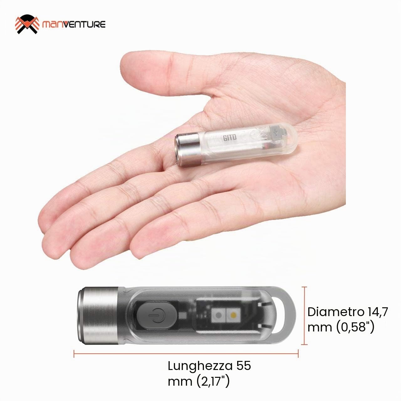 Nitecore TIKI GITD | Mini Torcia LED 300 Lumen | Mini Torcia Led Ricaricabile Fosforescente | Torcia Portachiavi Impermeabile