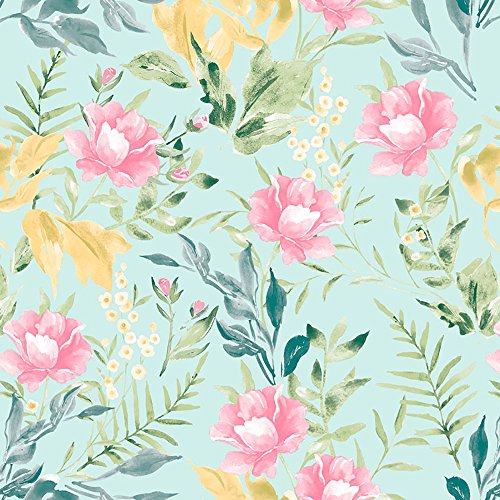 Papel de Parede Vinílico, Floral Aquarelado, Multicolorido, 1000x52 cm, Bobinex Uau