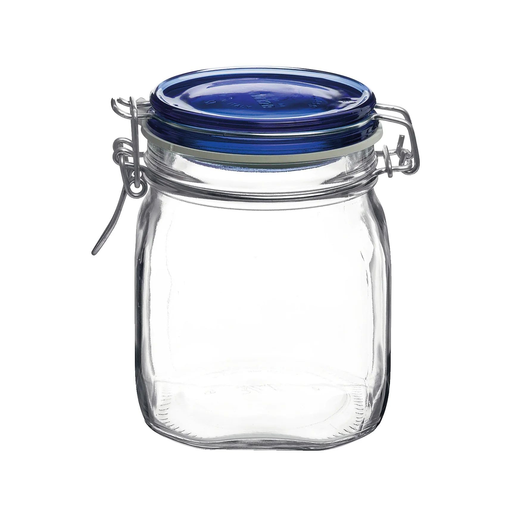 Bormioli Rocco Fido Square Jaw with Blue Lid, 25-1/4-Ounce, 149520M04121197