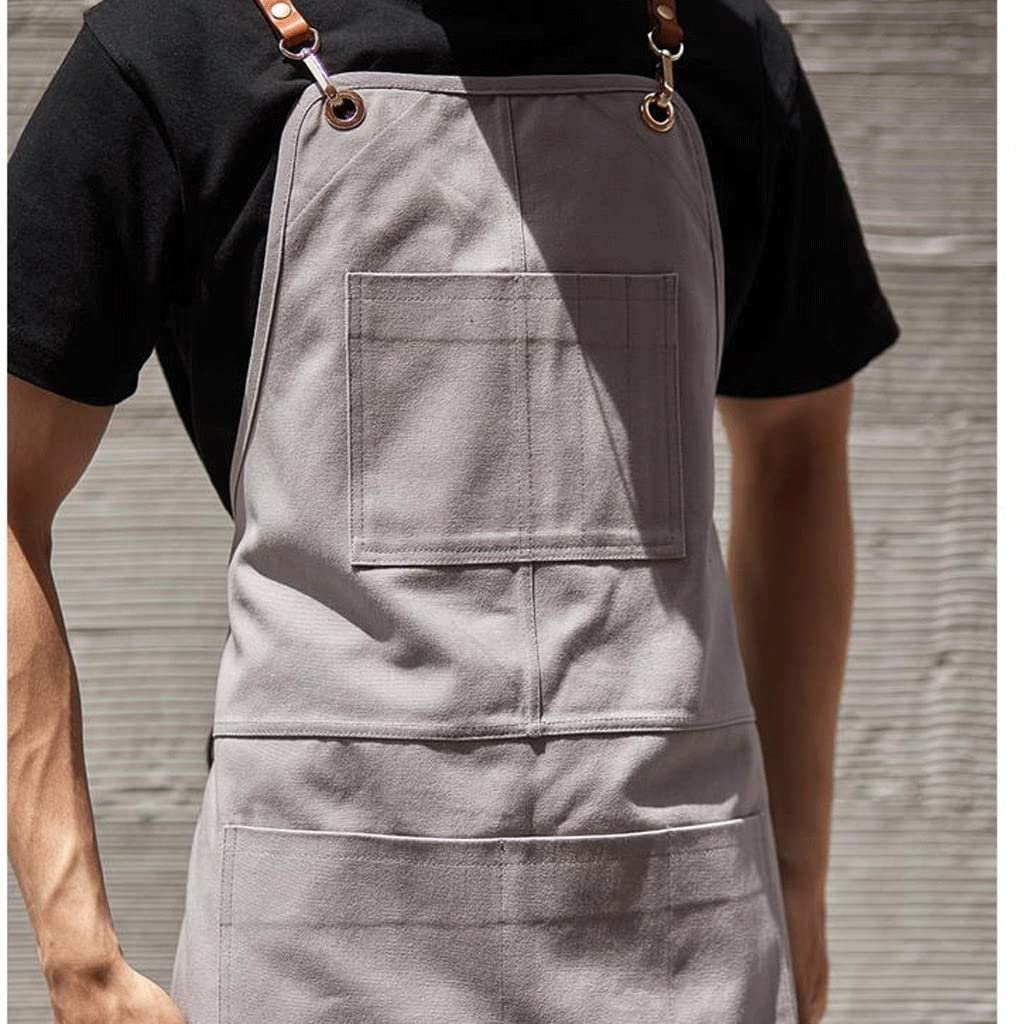 SSDD Lniana bawełniana lniana fartuch kwiatowy sztuka barista kwiat sklepu restauracji odzież robocza (Size : Gray)