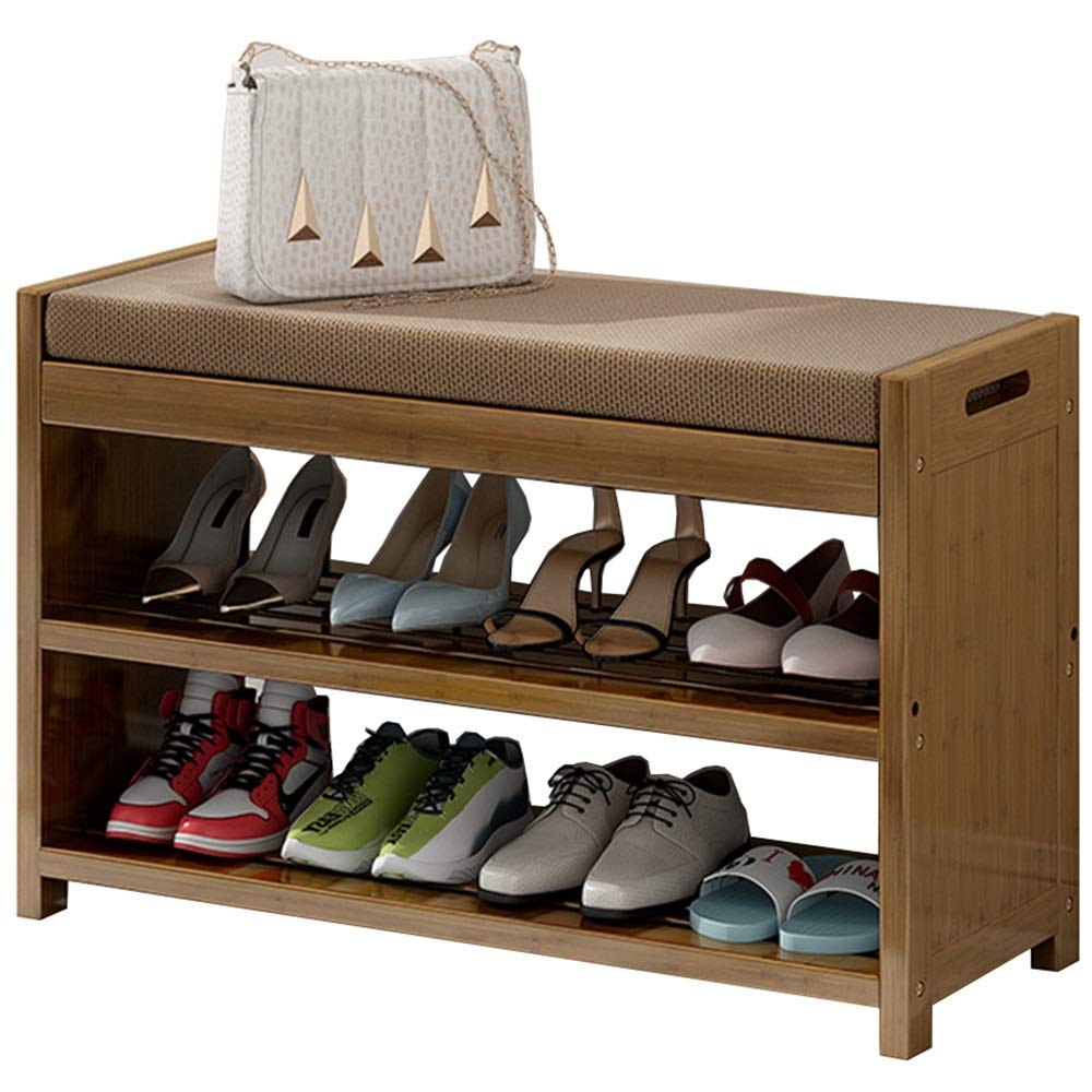 Étagère à chaussures en bois massif avec banc et casier de rangement