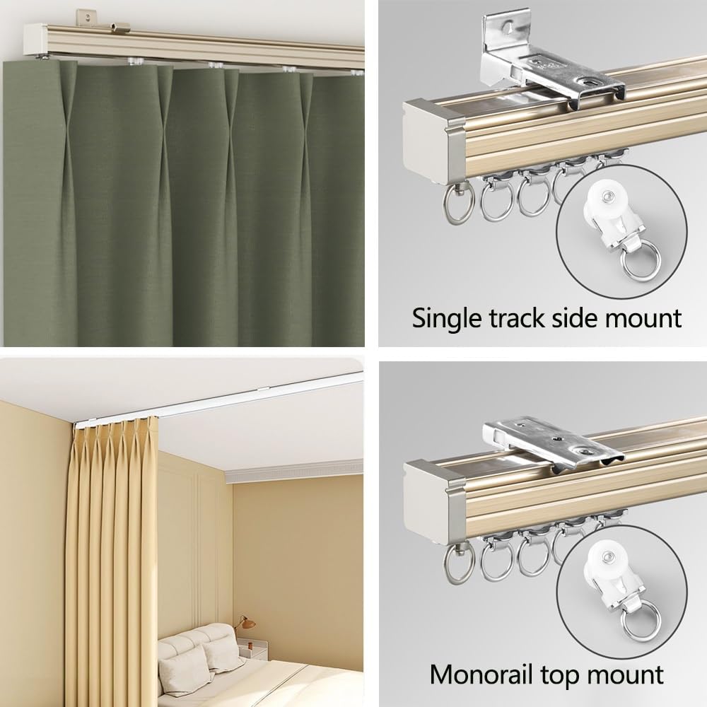 Robuste Aluminium-Vorhangschiene, 120–300 cm, geräuschlose Deckenstange mit leichtgängigem Gleitsystem, perfekt für schwere Vorhänge, ideal für Wohnzimmer und 500 cm lange Decken