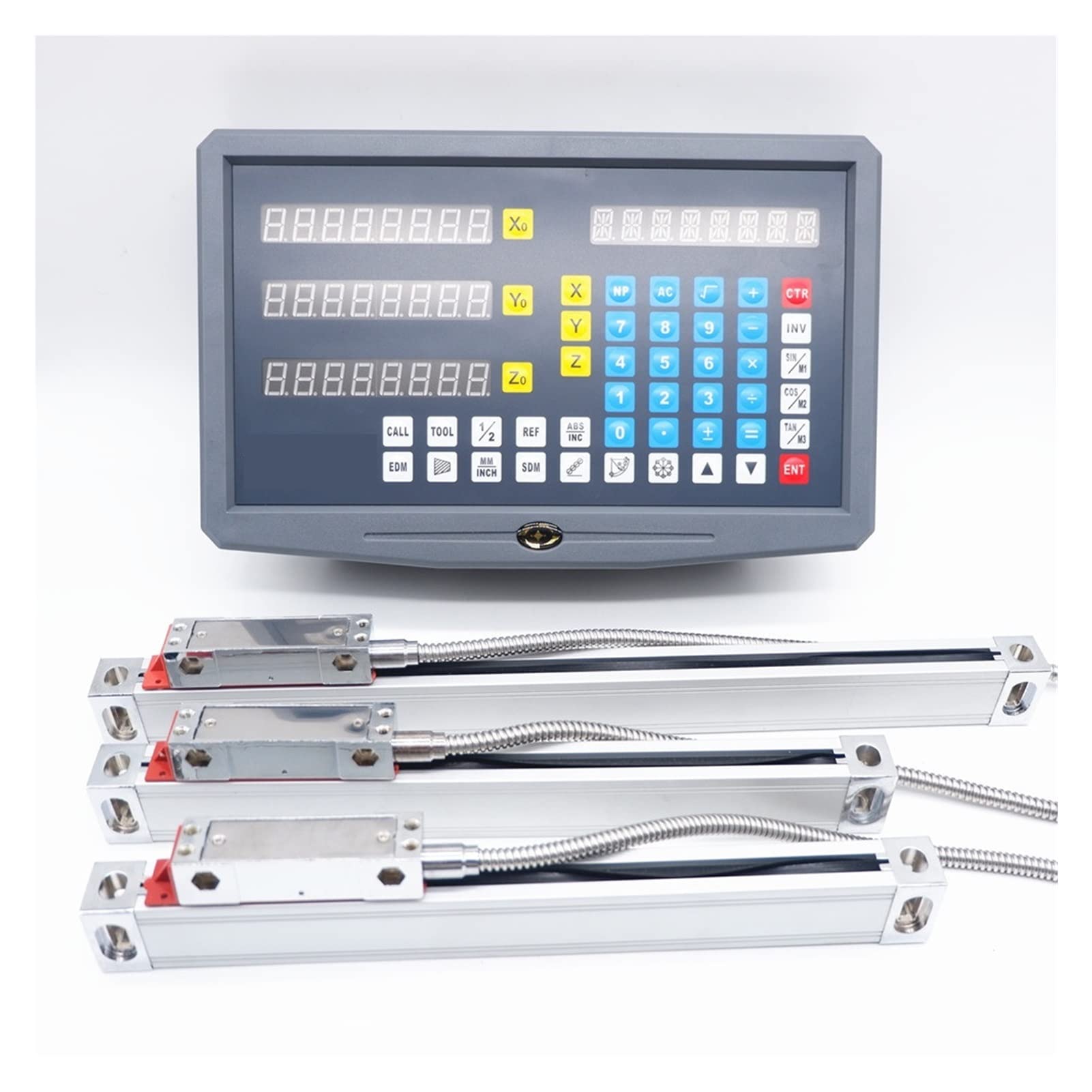 DISIROU Linear Scale Encoder, SNS-3V Complete Milling Lathe Machine Digital Readout Kit 3 Pieces 0-1000mm Linear Scale Encoder for Lathe Milling(0.005mm Complete kit)