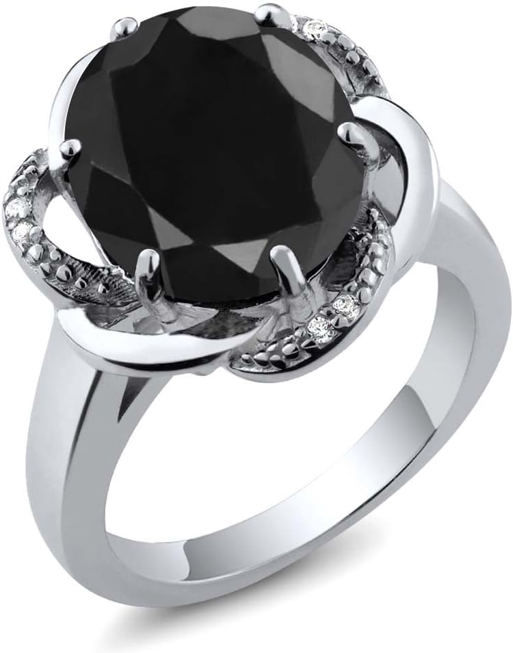 Gem Stone King Gemstone Birthstone Solitaire Engagement Ring for Women in 925 Sterling Silver | Oval 12X10MM with Twisting Shank Detail | Wedding Anniversary Promise Ring | Sizes 5, 6, 7, 8, 9