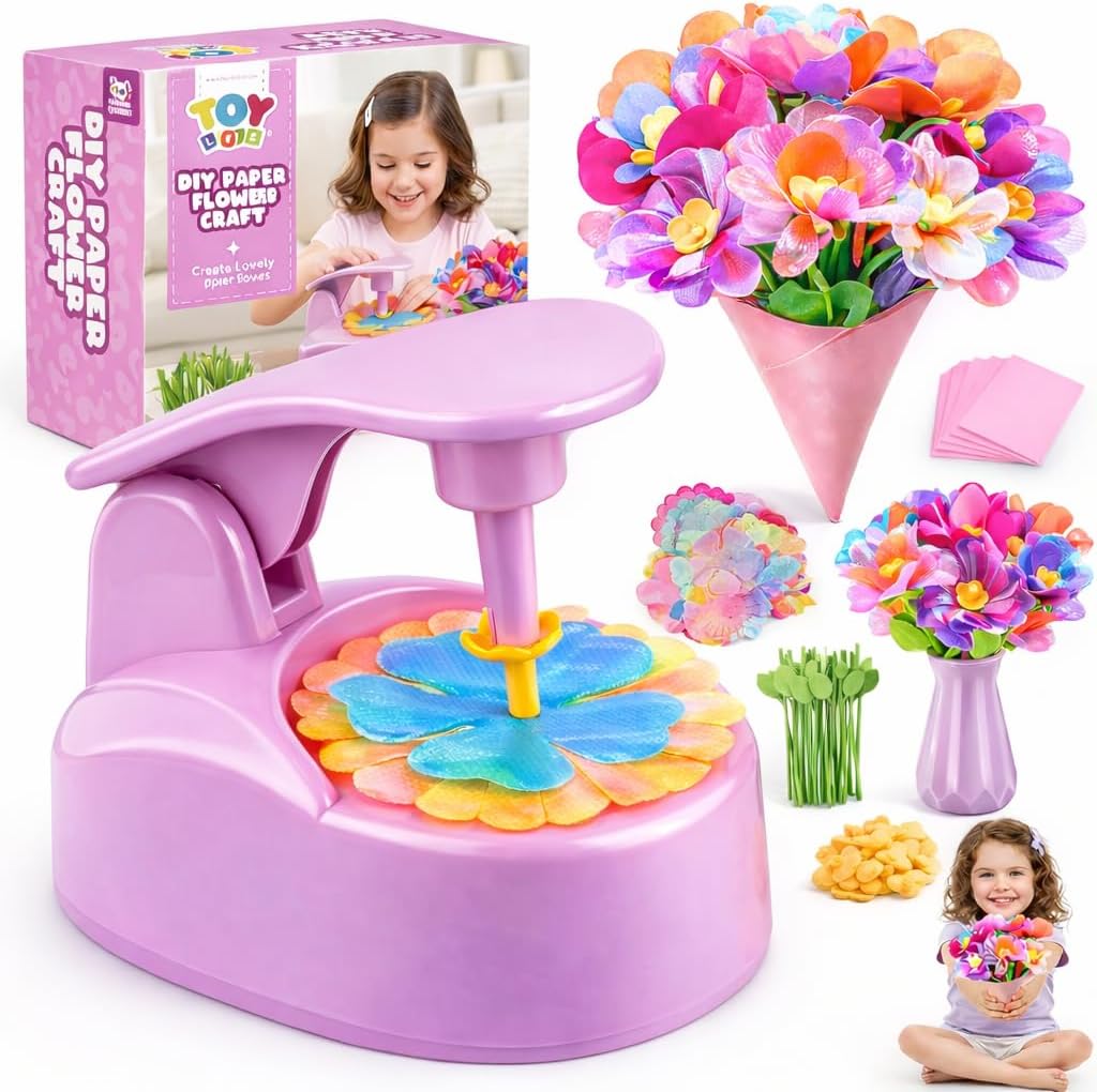 TOY Life Creative DIY Flower Bouquet Kit for Kids 4-12 – Flower Making Kit with Reusable Fabric Flowers – Girls Crafts Ages 4-6, Craft Kits for Kids Ages 4-8, Educational STEM Flower Craft Gift
