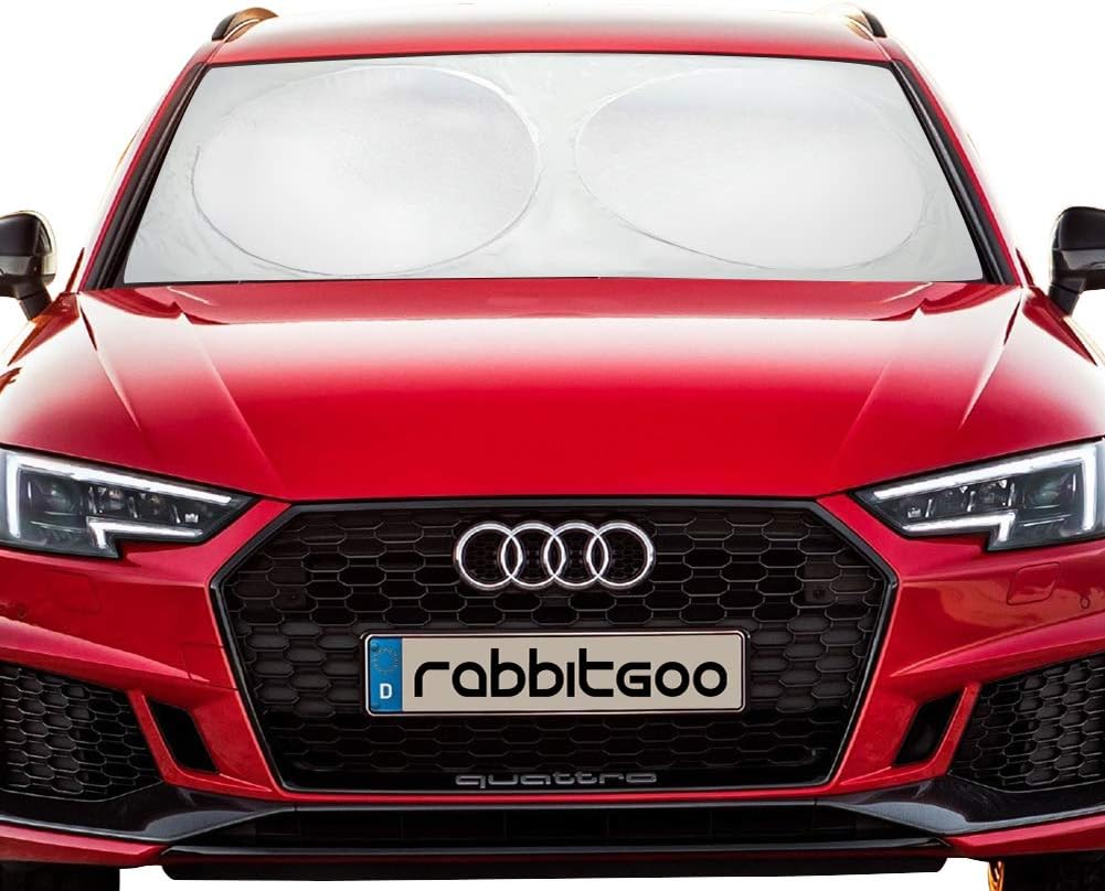 rabbitgoo Car Sunshades for Windshield Luxurious 210T Fabric in The Market for Maximum UV and Sun Protection Foldable Sunshade for car Windshield Will Keep Your car Cooler, 27.5" x 59"