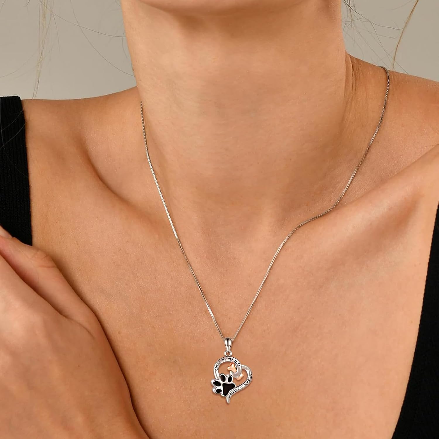 Silver Pet Paw Urn Necklace for Ashes - Dog Cat Memorial Jewelry Gifts for Women - Image 3