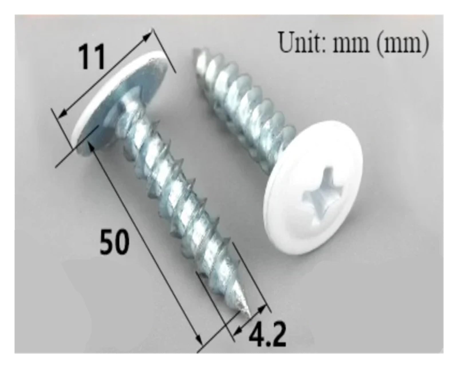 Genérico Tornillo autorroscante de Cabeza Plana for Madera con Hueco en Cruz, for Madera, Chapa Blanca, Rosca Redonda, for gabinete(ST4.2 50)