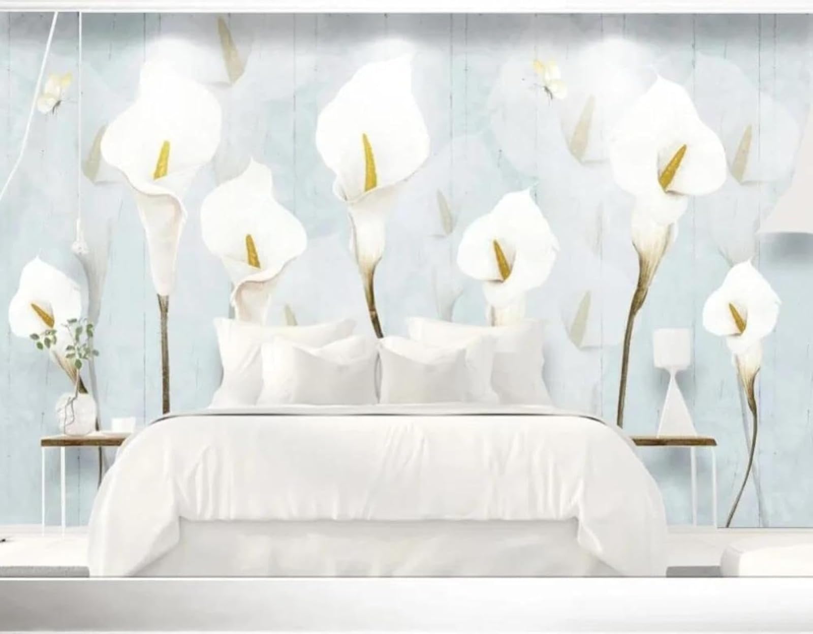 Décoration Murale 3D Fleur Blanche Papier Peint Salon Chambre 430x300