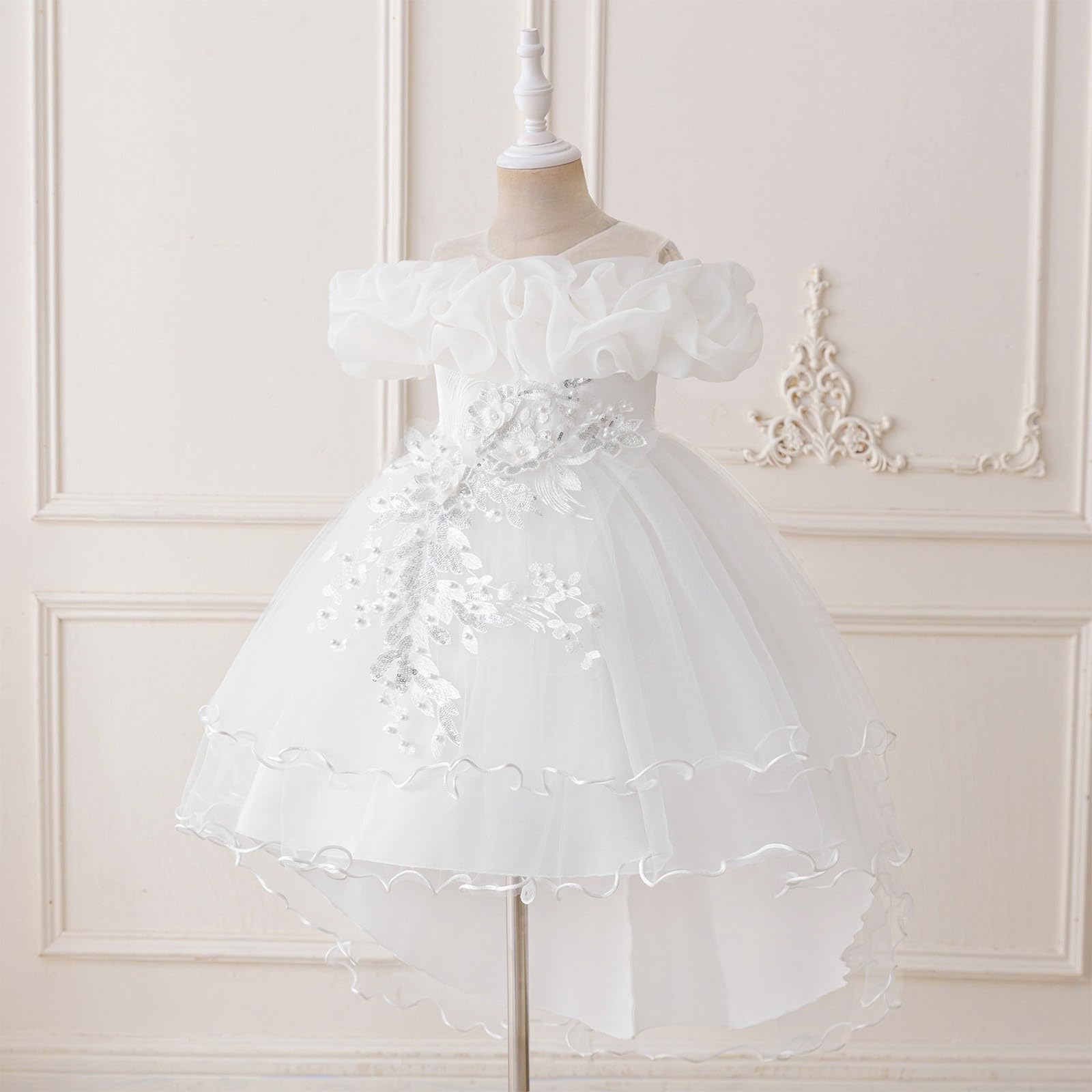 Vestido de fiesta para niñas, vestido de princesa, cumpleaños, sin mangas, acampanado, asimétrico, vestido de boda, dama de honor, vestido formal de graduación
