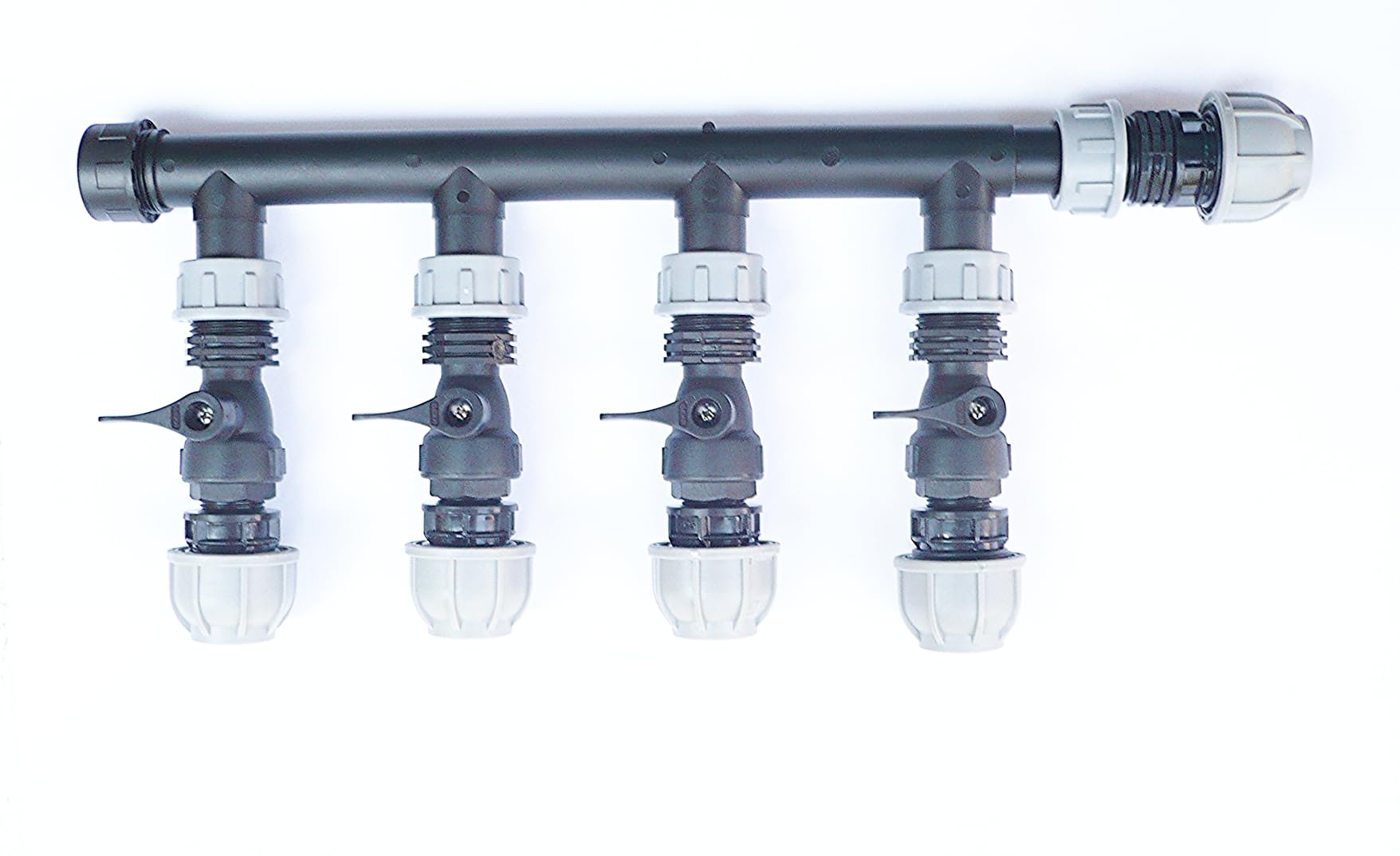 Pipe Joining Manifold with MDPE Outlets, Flow Control Valves & 1'' BSPM inlet (4 Outlets. 25 mm MDPE)