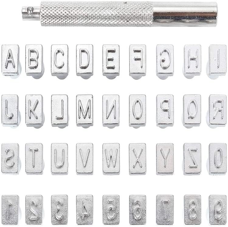 Leather Embossing Tools Diy Handmade Leather Art Alphanumeric Printing Punch Set 36 Piece Embossing Stamp| | - - (Color: 3.5mm 161g)