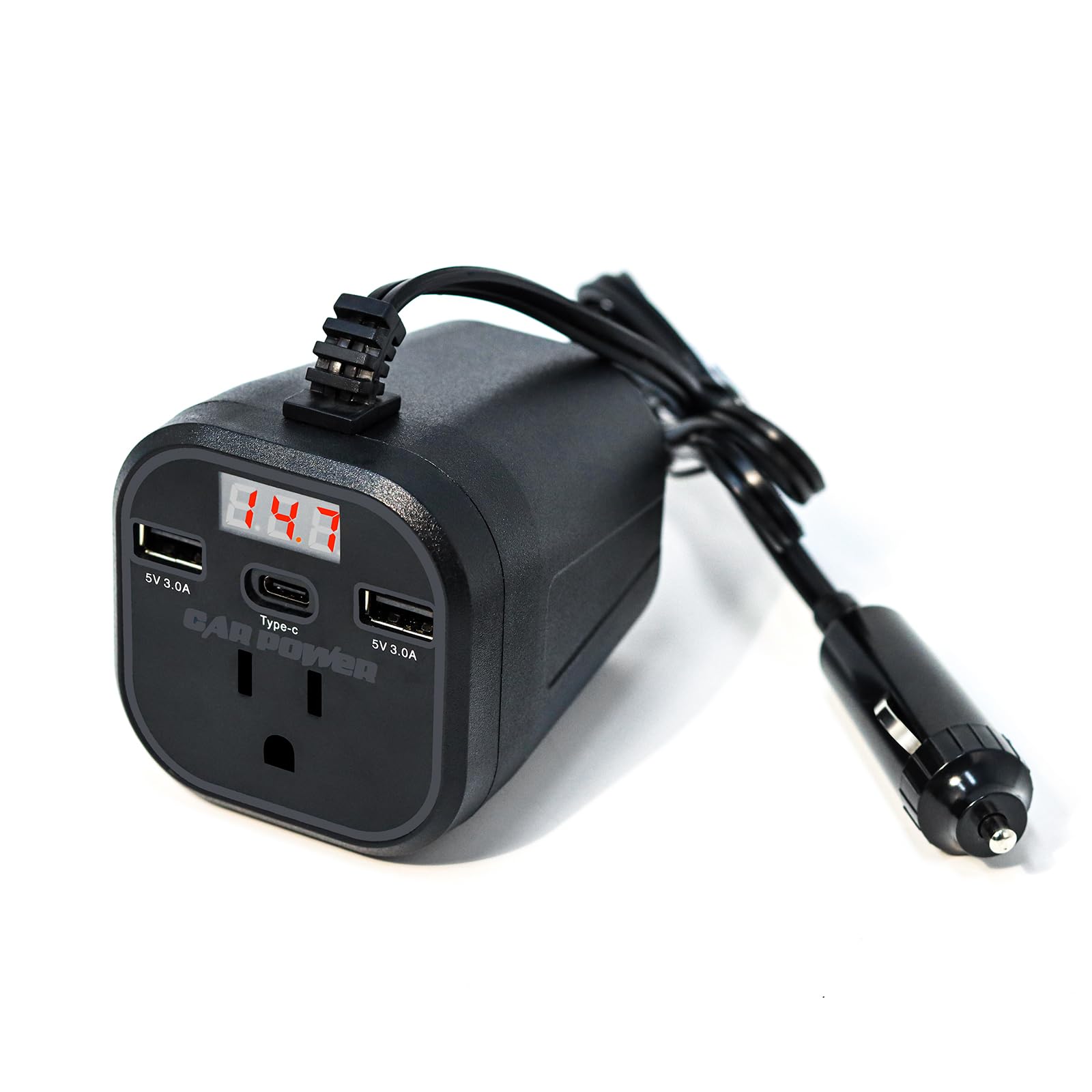 Inversor de corriente para automóvil de 200 W, 12 V a 110 V, adaptador de salida de coche dual USB y tipo C para computadora portá