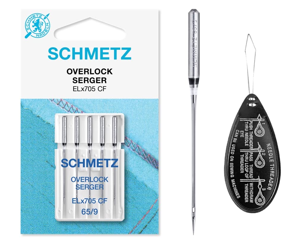 Overlock/Serger ELx705 CF (Chrome Finish) Coverstitch Sewing Machine Needles, Size 65/9, Includes Large Needle Threader