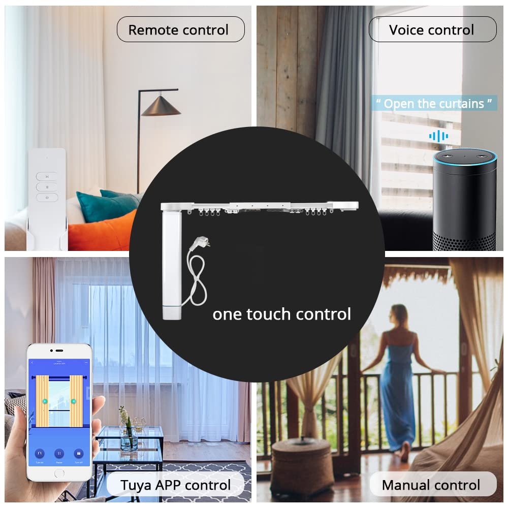Motor de Cortina eléctrica 3,0 con Seguimiento Personalizado, Temporizador Control Voz en el hogar, Tuya Alexa(7.1m(279.5inch))