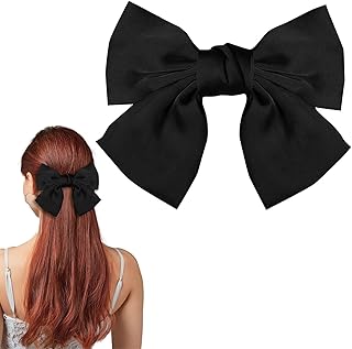 サムコス 成人式 髪飾り ウェディング ヘッドドレス ヘアアクセサリー 髪飾り 成人式 卒業式 結婚式 大きめ 髪留め ビッグ リボン バレッタ おしゃれ (黒)