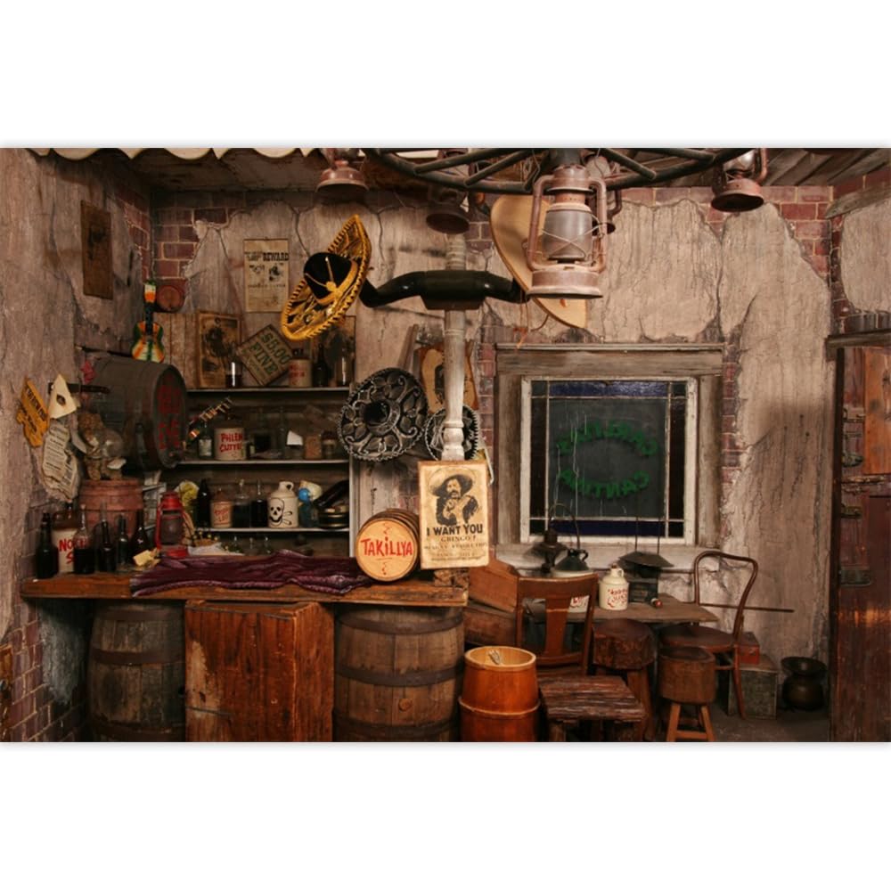 Laeacco 7x5ft Western Shabby Saloon Backdrop Old Wild West House Interior Life Collection Scene Photography Backdrop Western Cowboy Theme Boys