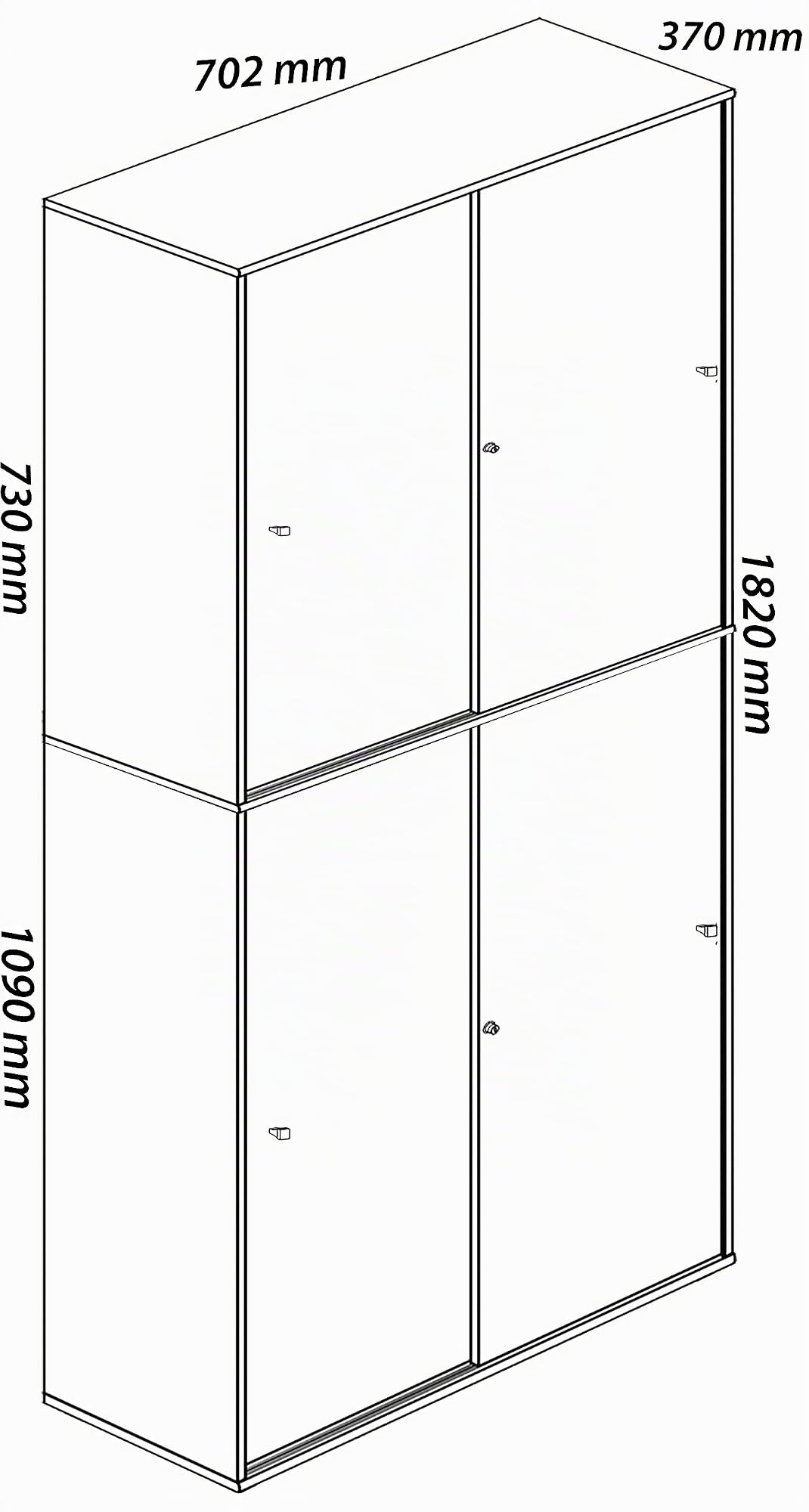 VCM Büroschrank mit 5 Fächern | moderner Aktenschrank mit Schiebetüren und Schloss | Maße ca. B. 70 x H. 184 x T. 37 cm – Lona 5-Fach abschließbar