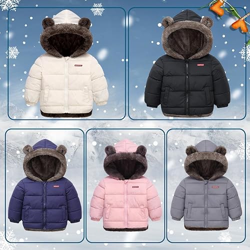 Miniatura 9 de Fairy Baby Abrigo de invierno para bebé, chaqueta con capucha para bebé, chaqueta de forro polar cálido, traje de nieve, cárdigan de oso para niños