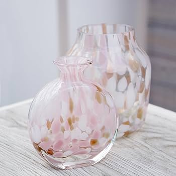 Amazon.co.jp: はなみどり マーブルグラス 中 ピンク 花瓶 花器