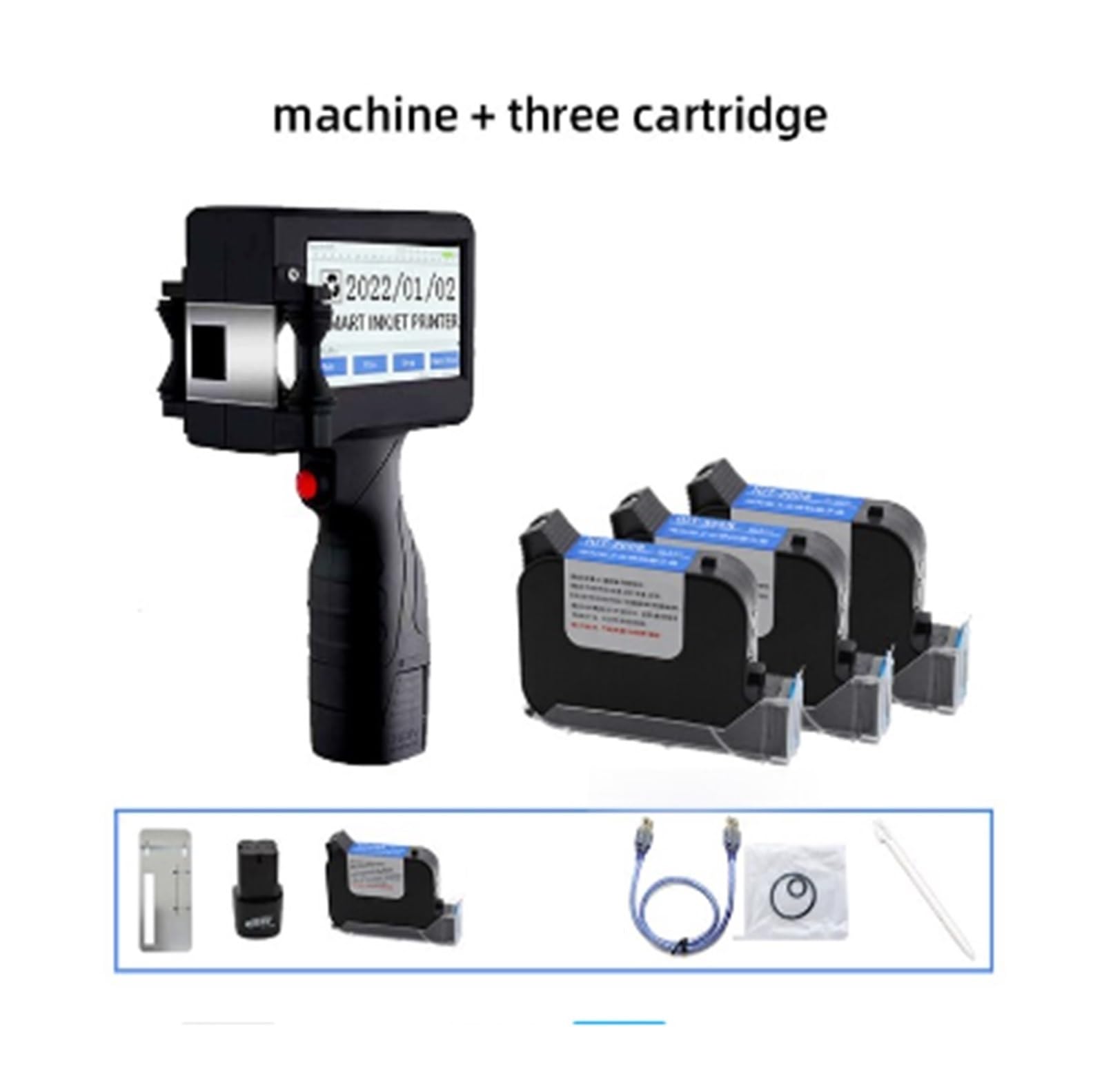 Stampante a getto d'inchiostro portatile, Stampante portatile intelligente da 12,7 mm for l'imballaggio di etichette con cappuccio Piccola stampante a getto d'inchiostro(Printer- 3 ink)