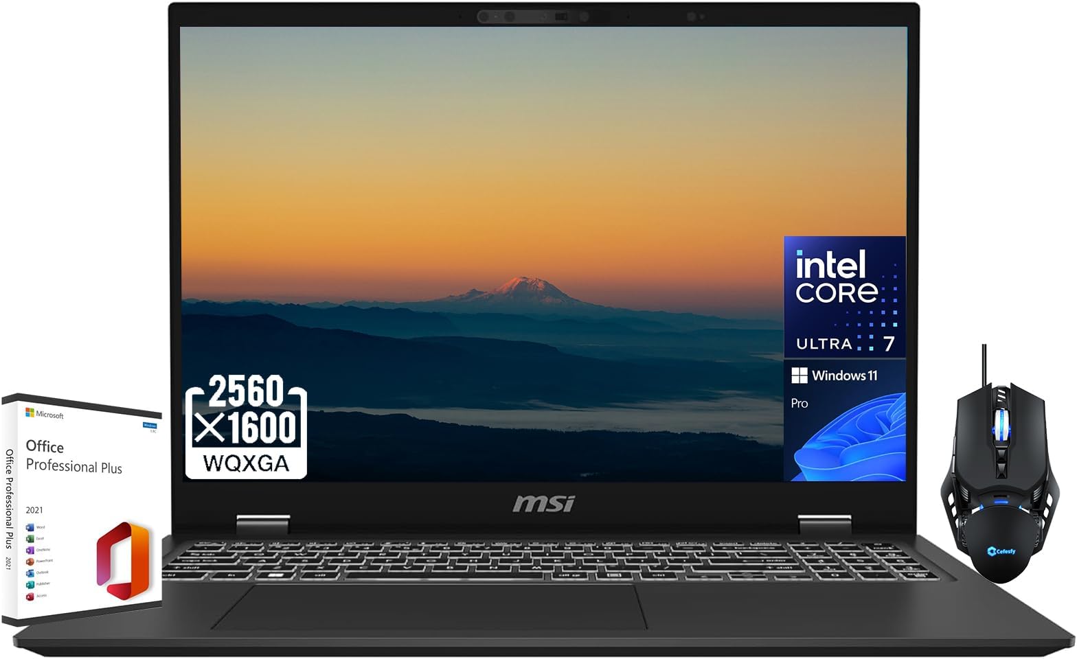 MSI Prestige 16 AI EVO Ultra Thin Professional Laptop, 16" QHD+ Display, Intel Ultra 7-155H, 32 GB DDR5, 4 TB SSD, Webcam, Wi-Fi 7, Backlit Keyboard, Win 11 Pro & MS Office License
