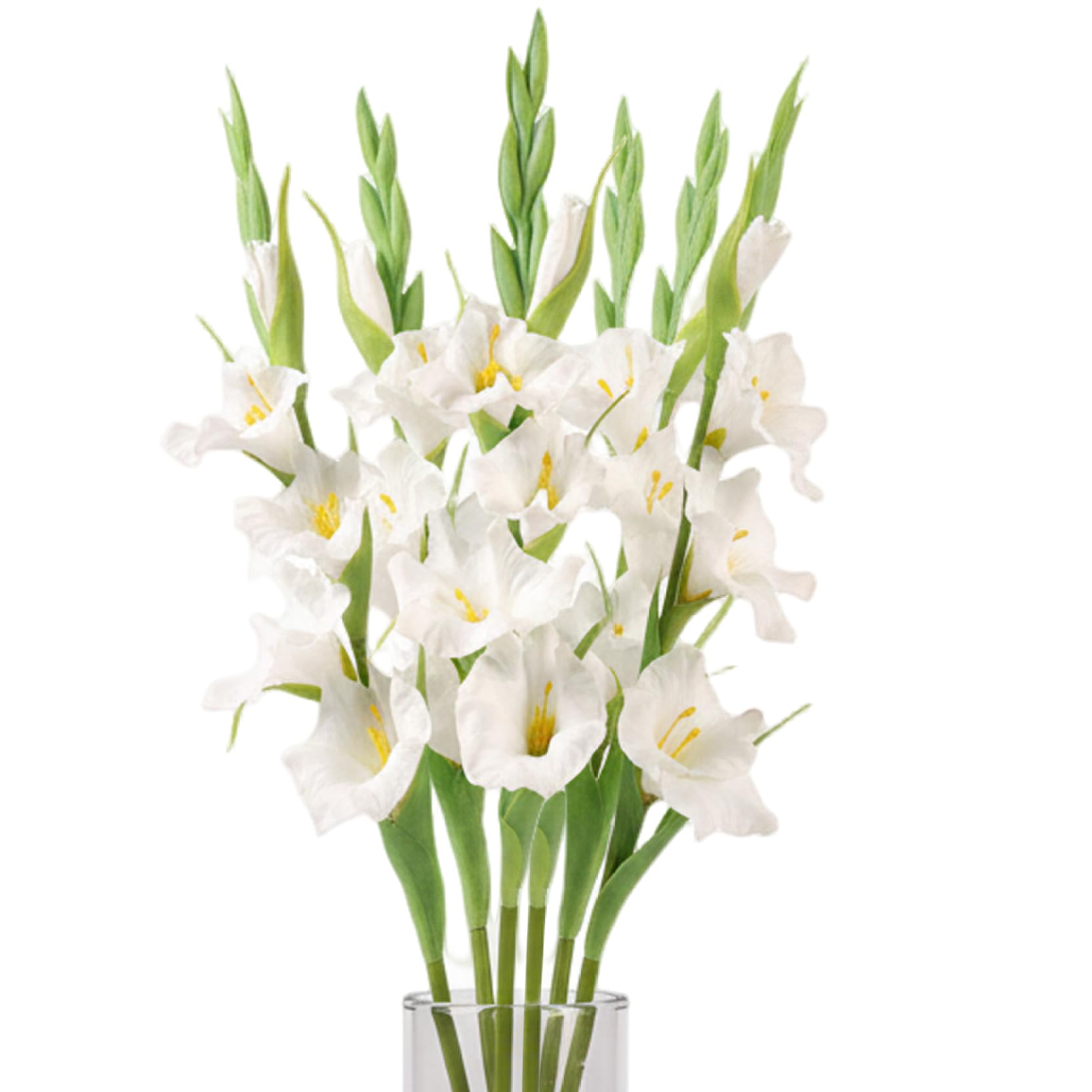 Grsrkep 6PCS Gladiolus Artificial Flowers, 22in Realistic Tall Artificial Flowers for Vase, Lifelike Faux Flower for Wedding Home Hotel Decor (White)