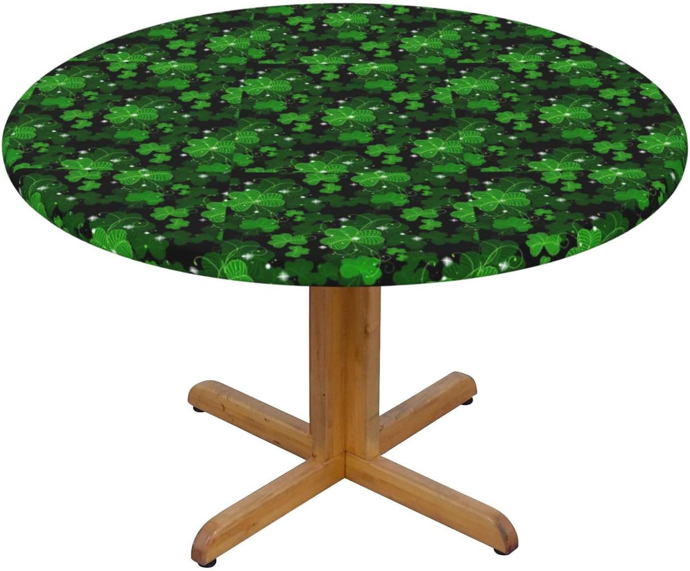 St Patricks Day Leaves Print Outdoor Patio Kitchen Decor Supplies Wipeable Round Table Cloth for Indoor Outdoor