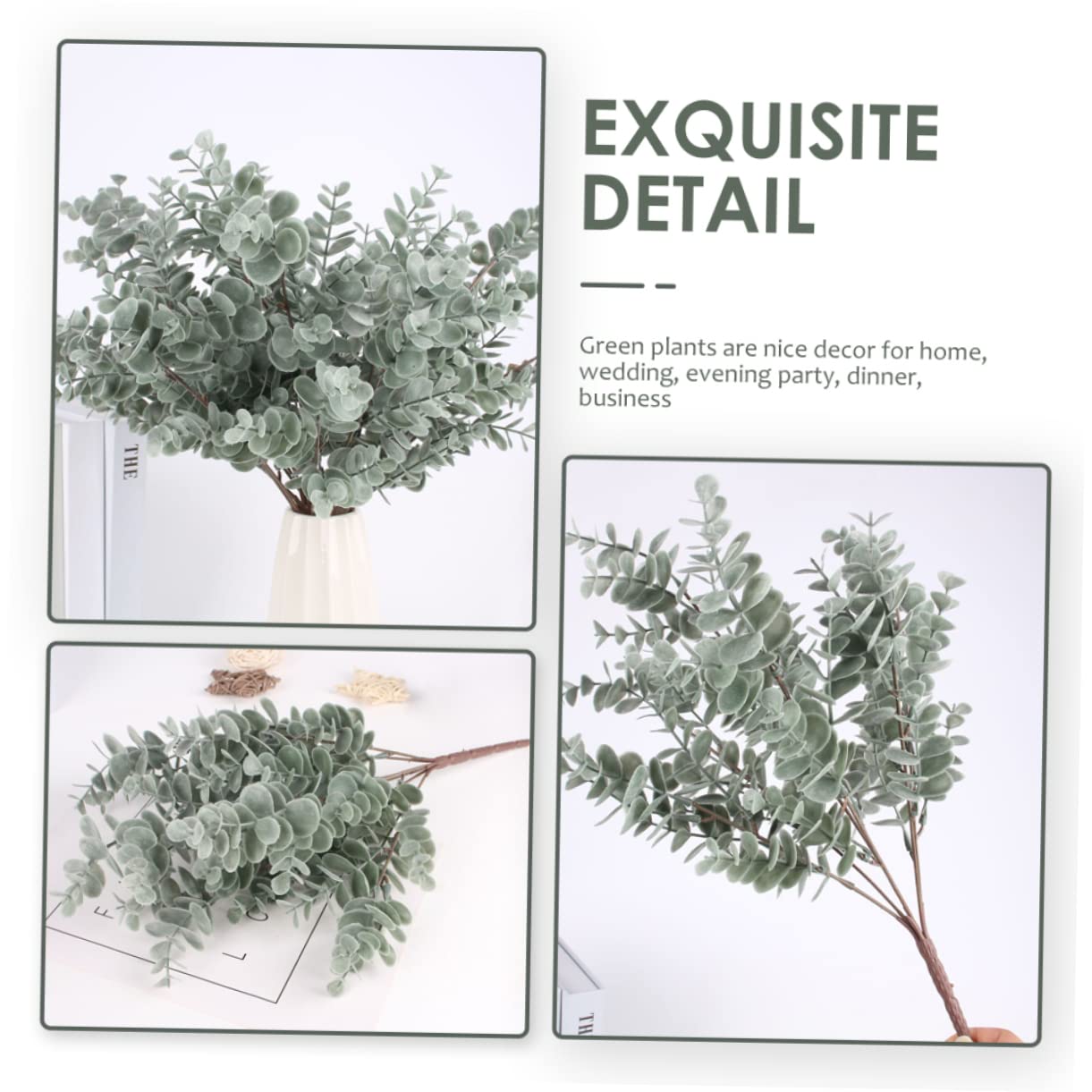 PRETYZOOM 2 Set Foglie Di Eucalipto Simulate Fake Plants Green Natural Gambo Di Arbusti Fogliari Bosso Artificiale Gambi Di Foglie Finte Finti Plettri Di Eucalipto Plastica 2 Pezzi * 2