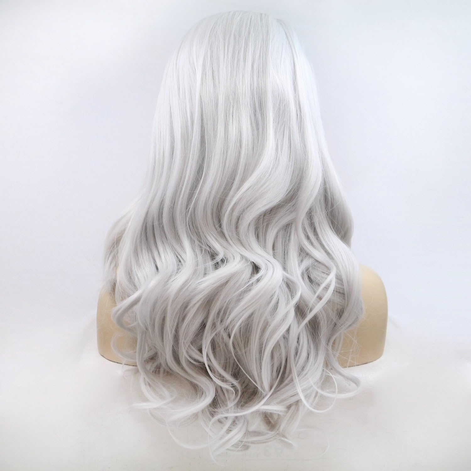 SereneWig 13x3" Lace Pre Plucked Long Wavy Silver Gray Synthetic Lace Front Wigs Heat Resistant Natural Grey Hair Wig for Women Gifts Daily Use Cosplay Party Halloween Wig 24" - Image 3