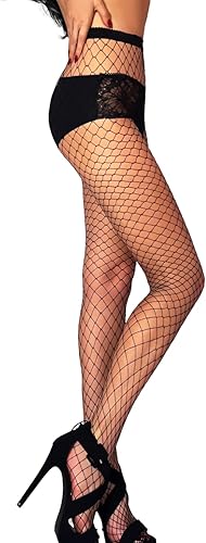 Mila Marutti Medias de red de cintura alta para mujer, medias de red