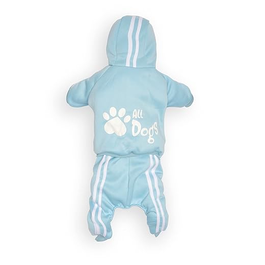 All Dogs - Chándal para Perros - Sudadera con Capucha y Pantalón de Chándal, 4 Patas - Chándal de Perro con Tejido de Algodón Suave y Cálido (X-Small, Azul celeste)