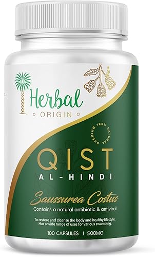 Qist Al-Hindi (Saussurea Costus)  Suplemento puro natural  Tipo de raíz de costus premium (100 cápsulas veganas)