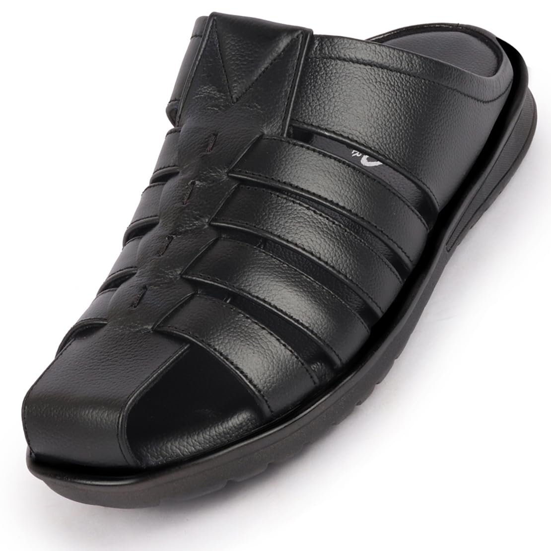 FAUSTO FST FOSMS-2061 BLACK-43 Mens Black Genuine Leather Multi Strap Back Open Slip On Closed Toe Dress Sandals (9 UK) (B0CCL7X8HK) Amazon Price History, Amazon Price Tracker