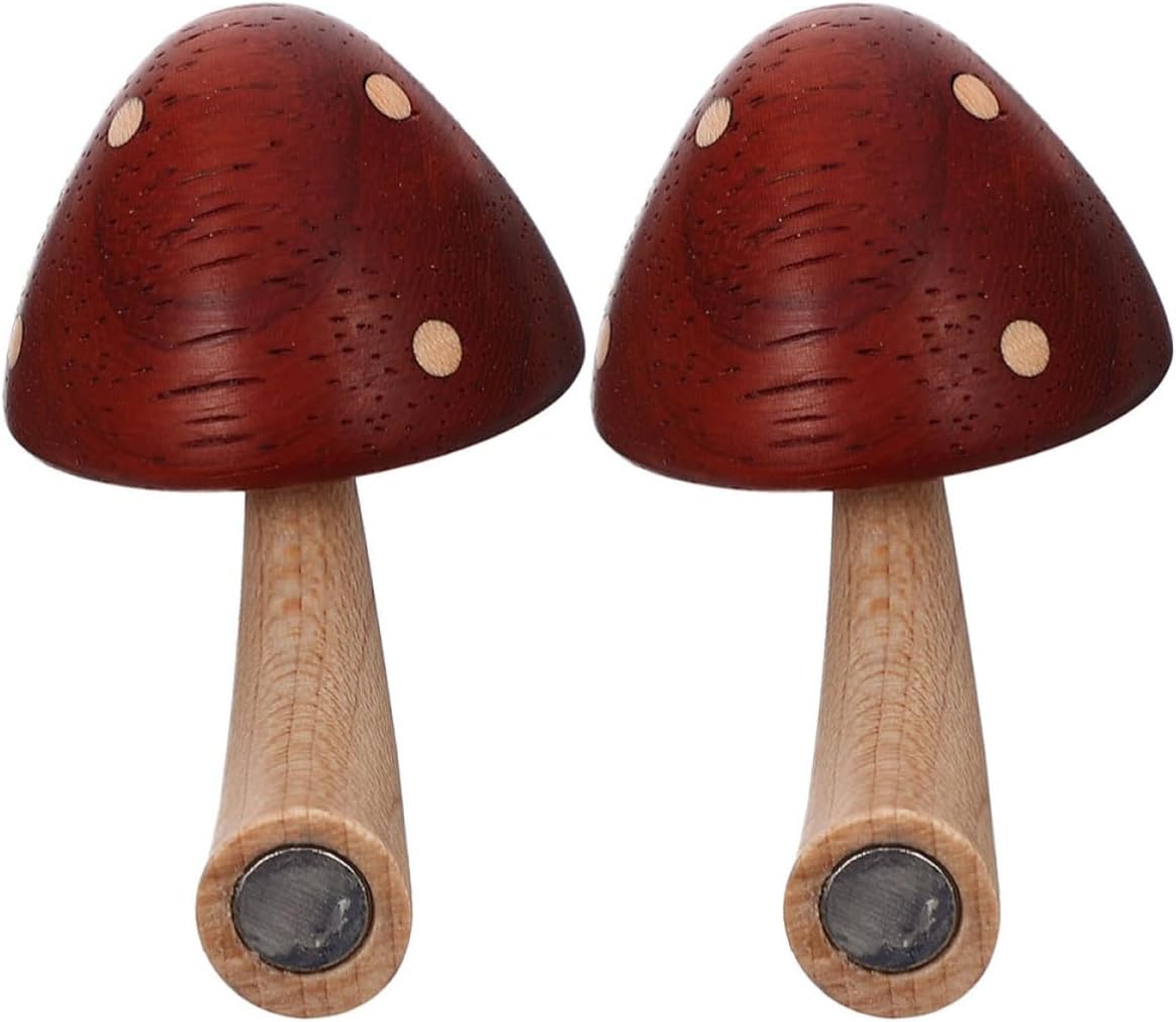 VICASKY 2pcs Mushroom Refrigerator Magnets Cute Wooden Kitchen Fridge Magnets with Easy Attachment for Home and Whiteboard Decoration