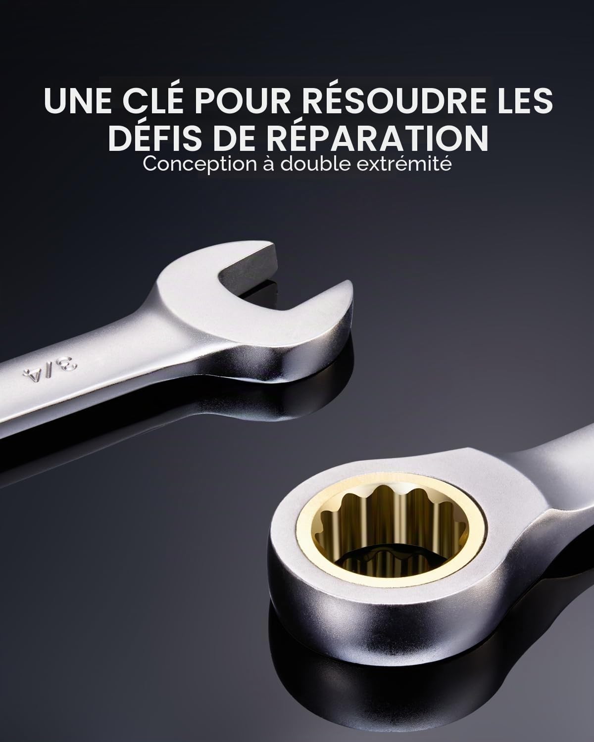 VEVOR Jeu de Clés Mixtes 24PCs, Clés à Cliquet SAE 1/4"-7/8" et Métrique 8-19 mm, Ensemble de Clés en Acier Cr-V, avec Support de Rangement, pour Travaux Ménagers, Réparations Autos, Garage, Atelier