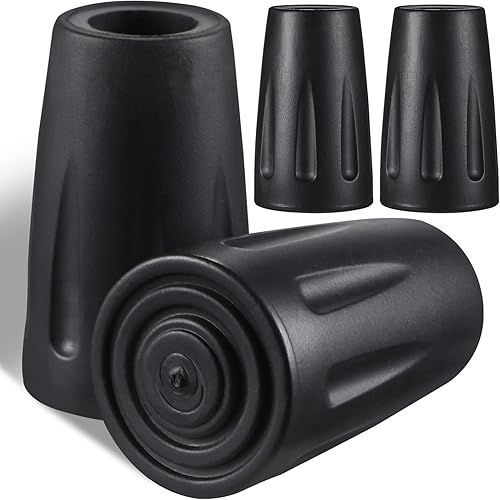 Healifty 4 puntas de bastón de senderismo, puntas de bastón de senderismo, puntas de goma de repuesto para bastones de senderismo, bastones de