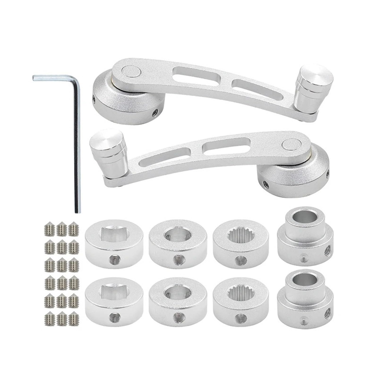 SAMWDK Glass Lifter 1set Aluminum Alloy Car Window Close Hand Crank Handle Winder Riser Replacement Manual Auto Window Closer Handle for Older Car Car Window Regulator(Silver)