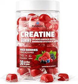 Creatina Monohidratada Gummy PuroLabz | 30 Gomas | Embaladas Individualmente | Sabor Frutas Vermelhas | 3g por Goma |Mundo Guilhas